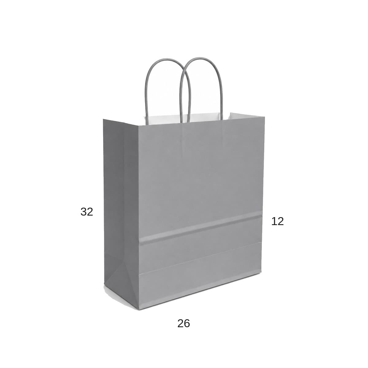 اكياس هدايا ورقية لون رمادي - مقاس 26×12×32 سم - للشركات والفعاليات والهدايا التحفيزية بالجملة - 200 حبة بالكرتون