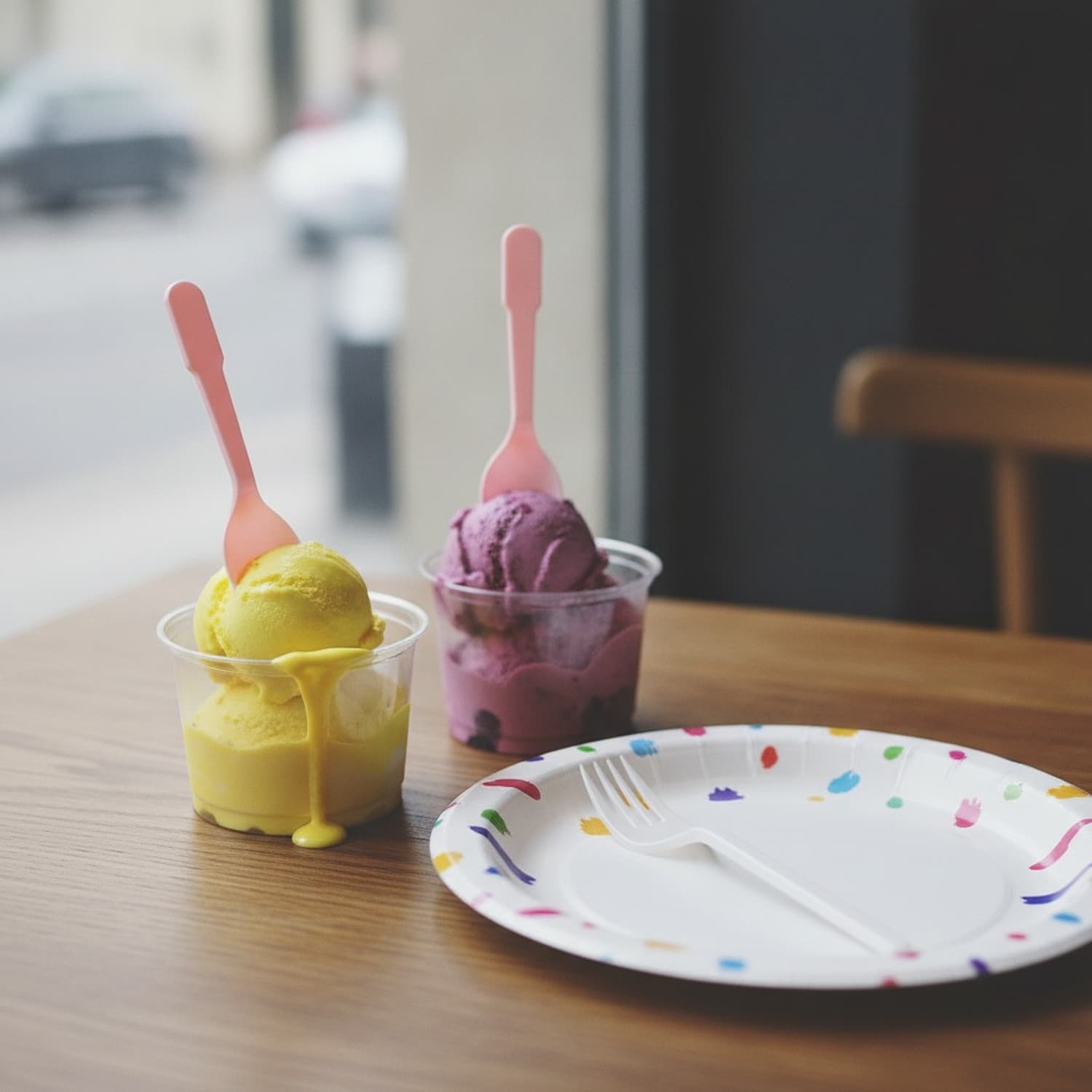 Plastic ice cream spoon